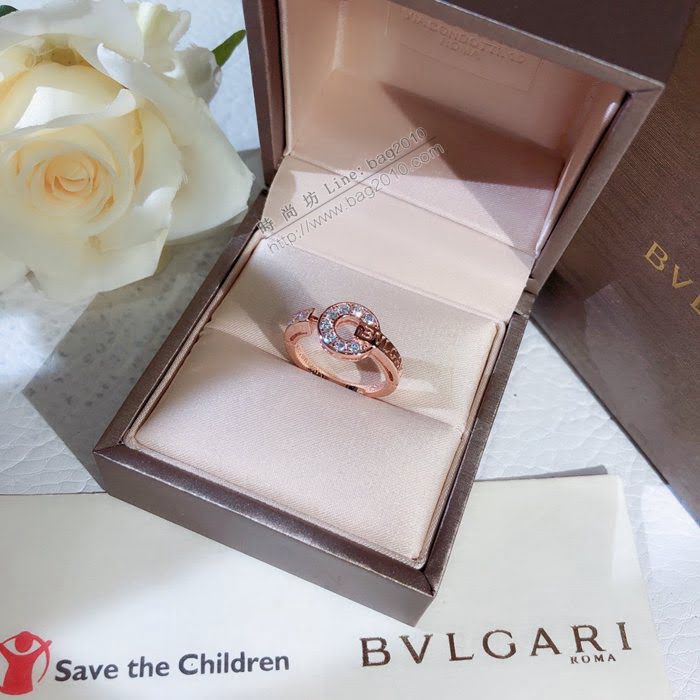 Bvlgari飾品 寶格麗鑲鑽圓形鑲鑽戒指 diva系列 百搭款單戒  zgbq3347